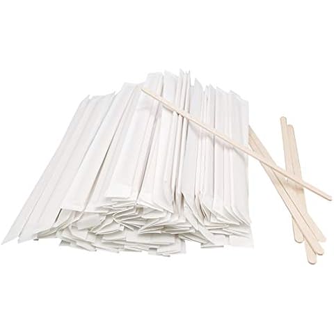 WerkaSi 180 Pcs Coffee Stick Individually Wrapped 7 inchs Wooden Stirrers Swizzle Drink Stirring Sticks for Handmade Popsicle Fruit Stick Craft Cover