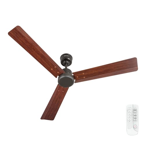 Bajaj Classico Sleek Wood 5S 1200mm Ceiling Fan with Remote | BEE 5 Star Rated Energy Efficient | Power Saving | Sleek Compact Design | High Air Deliv