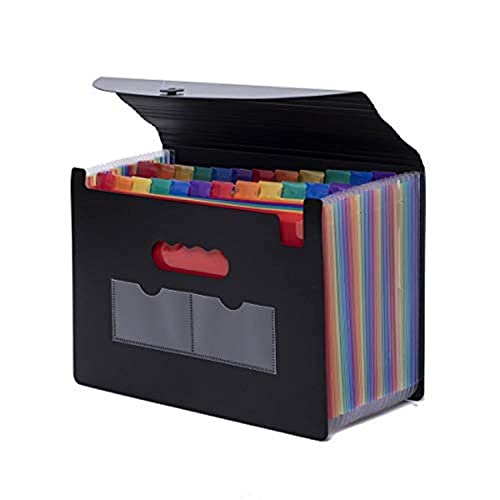 24 Pockets Expanding File Folder/Accordian File Organizer with Expandable Cover/Portable A4 Letter Size File Box High Capacity Plastic Colored Paper Document Receipt Organizer Filing Folder Organizer
