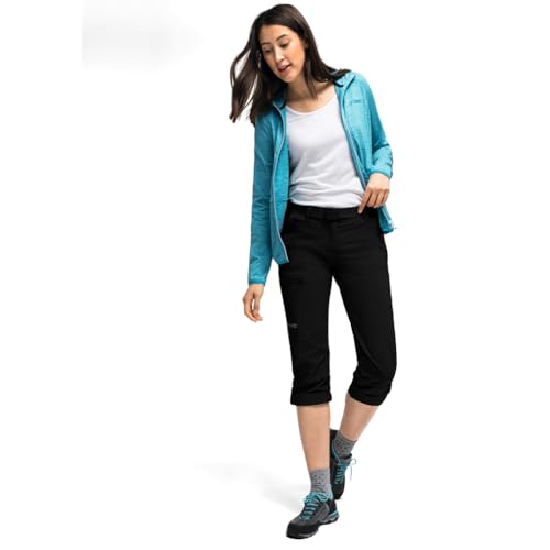 Maier Sports Lulaka, Damen Wanderhose, Wasserabweisende Outdoorhose für Trekking und Hiking, PFC-frei, mSTRETCH pro 4 & Dryprotec, Rollup-Funktion, Schwarz, 40 (W31/L31)