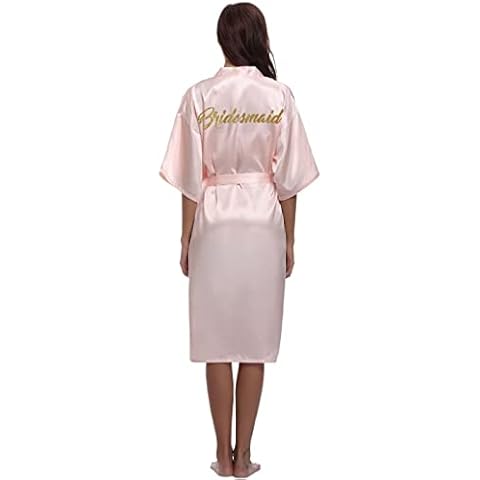 Sumeyuyu Bridesmaid Satin Robe with Glitter Cover
