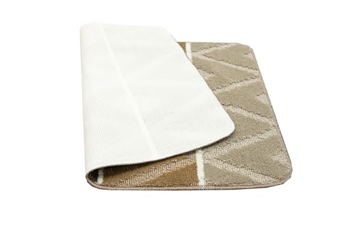 AKCILA Palma Beige Badteppich Set 2-teilig, Rutschfester , Rechteckig, Bunt, Badematten & Badteppiche, Badezimmerteppich , Bad Vorleger waschbar – Bild 7