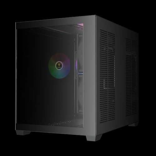 Image of GAMDIAS Aura GC10m V2 Argb Micro-Tower Computer Case /Gaming Cabinet | Supports Micro-ATX, Mini-ITX | Pre Installed Side 2 x 120mm RGB /Rear: 1 x 120mm RGB Fan | Black