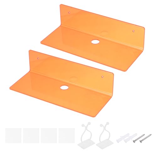 sourcing map Lot de 2 étagères murales flottantes en acrylique de 22,9 cm, orange pour salle de bain, chambre à coucher, salon, décoration de chambre