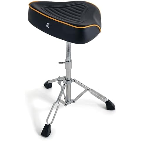 EHWD Premium Motorcycle Drum Throne, Rotatable Stool, Memory Foam Cushion with Anti-Skid Groove, Threaded Height Adjustment with Die-Cast Tripod. Edge Hardware Design NE1M Cover