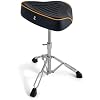 Premium Motorcycle Drum Throne, Rotatable Stool, Memory Foam Cushion with Anti-Skid Groove, Threaded Height Adjustment with Die-Cast Tripod. Edge Hardware Design NE1M