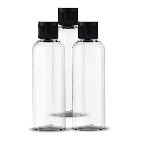 Naturegoon Round Refillable Empty Transparent Plastic Bottles 100 ml(Pack of 10) | Black Fine Mist Flip Cap Bottle | Ideal for Sanitizer, Storing Cleaning Liquid & Travelling. (Pack of 10)