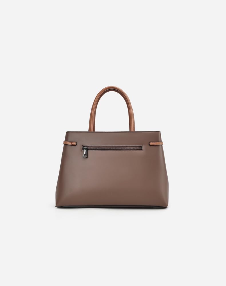 Image of Evara Women's Tote Handbag, Brown, 32x13x22 cm, with Belt Strap Detail