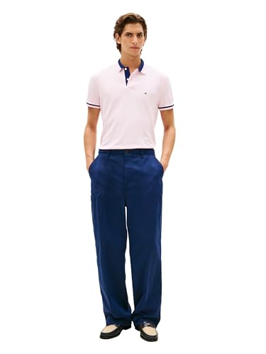 Image of Tommy Hilfiger Men's Short Sleeve Casual Polo Shirts in Regular Fit with Stretch and Contrast Collar Designs