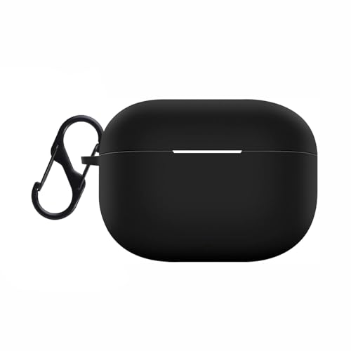 Image of Prolet Silicone Case Compatible for Realme Buds T300 - Soft Shockproof & Dust-Proof 360 Full Protective Cover with Carabiner Hook | Anti-Scratch, Durable & Lightweight Earbuds Case (Black)
