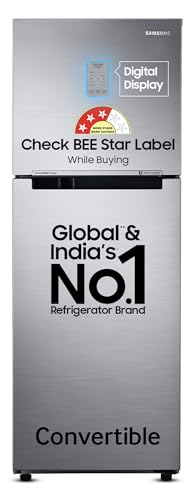 Samsung 236 L, 3 Star, Convertible, Digital Inverter with Display Frost Free Double Door Refrigerator (RT28C3733S8/HL, Silver, Elegant Inox)