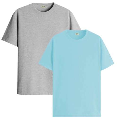 Image of ADRO Men's Cotton Regular Fit Combo Plain Solid T-Shirt Pack of 2