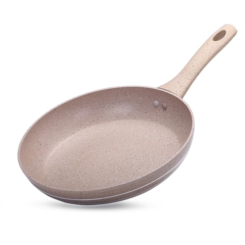 Royalford 20 C.M Smart Fry Pan 5 Layer Granite Non Stick Coating Pan Multiple Hob Compatibility Heat Resistant Handle With Hanging Loop Ideal Frying Cooking Sauteing & More Beige Rf9461Bge 20 CM