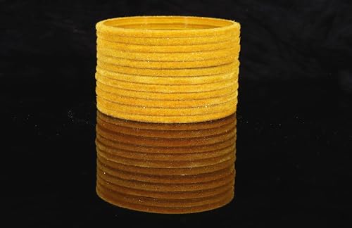 Image of NMII Glass Velvet Bangles Set For Women and Girls | Plain Glass Bangles | Velvet Chudi | Simple Bangles For Women | Stylish Glass Bangles- Set of 24