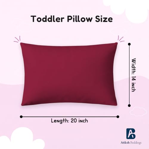 Image of Atiksh Beddings 14x20 Toddler Travel Pillow Cases, Pack of 2, 100% Egyptian Cotton, 600 Thread Count, Zipper Closure, Small Pillowcase for Kids, Daycare, Preschool & Travel, Burgundy