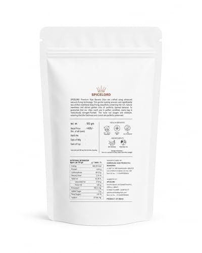 Image of SPICELORD Ripe Banana Chips Pack of 3 (3 x 100 g) | Vacuum Fried | Gluten Free | Cholesterol Free | Rich in Potassium | 100% Natural (300 gram)
