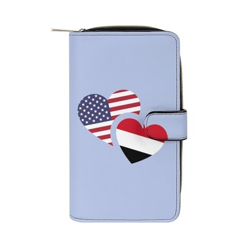 Yemen U.S. Flag Long Wallet for Women Men Purses Coin Pouch Credit Card Holder Organizer
