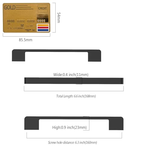 Amerdeco 10 Pack Matte Black Cabinet Pulls, 6.25 Inch(160MM) Hole Centers, Modern Style, Easy to Install, Kitchen Cabinet Handles, Cupboard Handles, Drawer Pulls, ZH0062