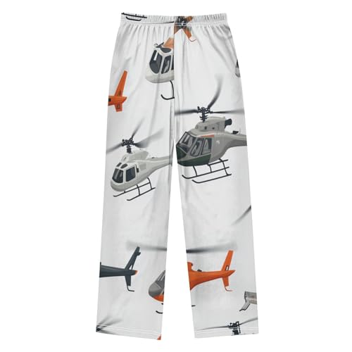 ZZXXB Helicopter Pattern Boys Long Pants Soft Trousers Elastic Waist Kids Lounge Bottoms with Pockets S-XL2