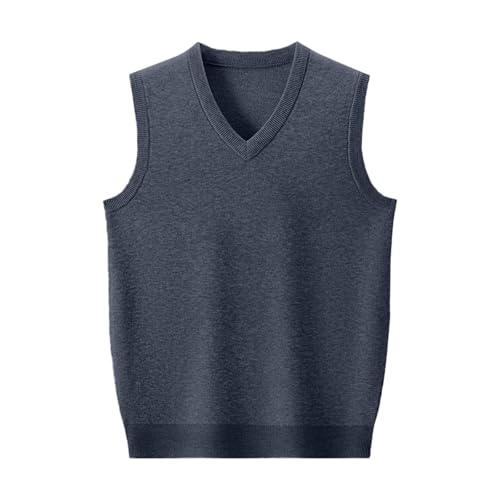 Men's V Neck Sleeveless Sweater Vests Casual Ribbed Knitted Vests Slim Fit Classic Solid Color Vest Tops