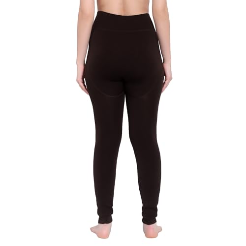 Image of Brachy Women's Winter Thermal Leggings | Warm Fur Lined Stretchable High Waist Thermal Leggings Without Socks | Footless Skinny Fit Winter Bottom Wear for Daily & Casual Use- (BCA FURLEG0X1-P)