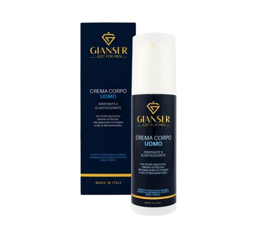 Gianser Just for Men - Crema Corporal de Hidratación Profunda para Hombre - Natural y Orgánica con Ácido Hialurónico, Perfumada Made In Italy 150ml Cover