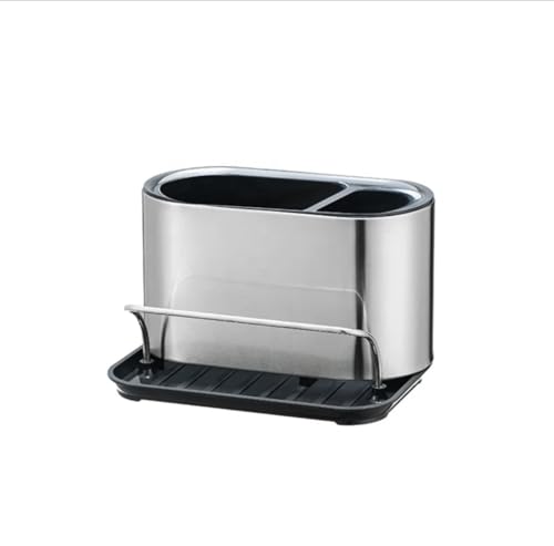 Mayaaran Premium kitchen Sink Organiser, Kitchen Sink Caddy, Sink tidy, Sponge Holder - Stainless Steel Kitchen Caddy with Drip Tray Ideal for tidy storing of Sponge, Liquid and Cleaning Brush