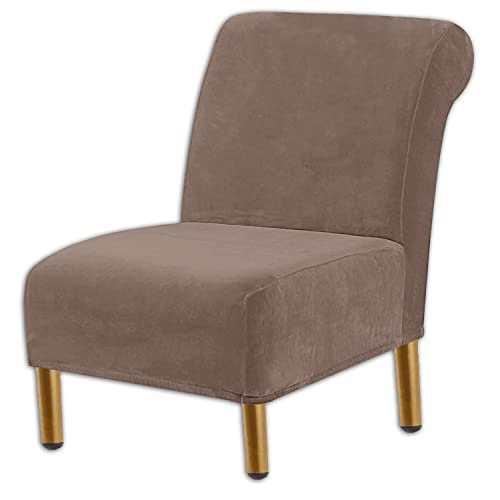 Velvet Accent Chair Slipcover High Stretch Armless Chair Cover for Living Room Luxury Thick Velvet Chair Cover Modern Furniture Protector with Elastic Bottom, Machine Washable (Color : #10)