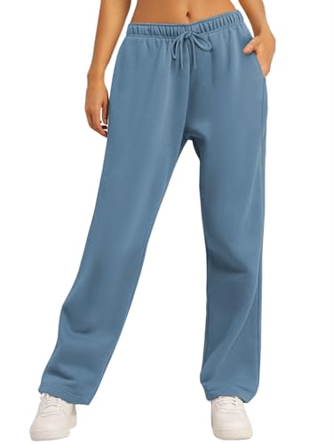 Image of AUTOMET Women's Straight Leg Sweatpants Fleece Lounge Pants | Fall Athletic Joggers with Pockets,Lightweight Soft Sweat Pants, Casual Gym Workout Pants