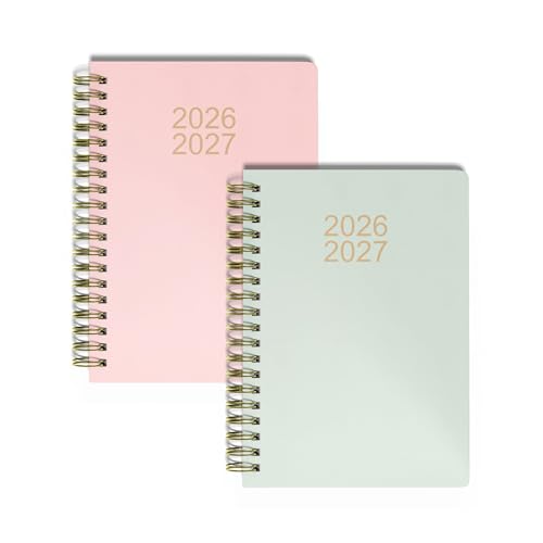 A5 Spiral Bound Academic Diary 2026-2027 Week To View Planner Assorted Colours Hardback Student Organiser Year Planner Timetable Notes Pages Gold Foil Cover Mid Year July 2026 To August 2027 Pack Of 1