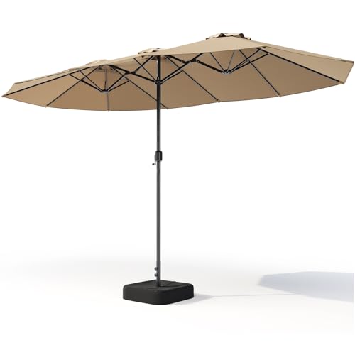 MAKE CHANGES 15FT Double-Sided Patio Umbrella with Base Included