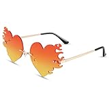 GLARDEFE Fire Flame Sunglasses for Women - Heart Shaped Rave Prom Sun Glasses Women - Halloween Festival Shades(Orange)