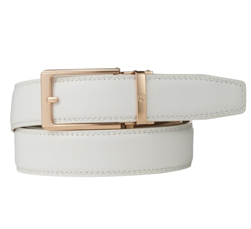 Image of Tonywell Men's Leather Ratchet Belt, 1 3 /8 inch Adjustable Dress Belt, Trim to Fit