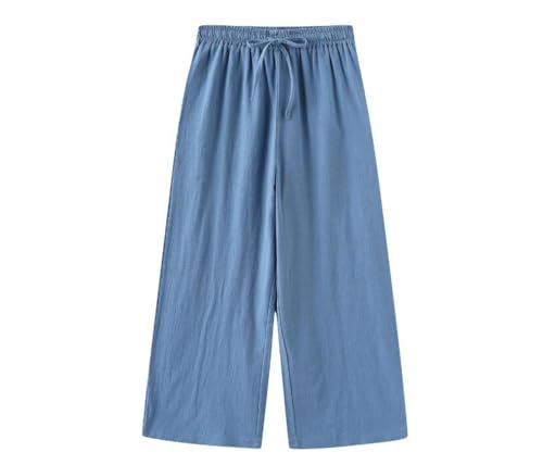 Women Loose Solid Color Cardigan Shirt Wide Leg Pants 2-Piece Set of Retro Cotton Linen Shirt High Waist Long Pants3