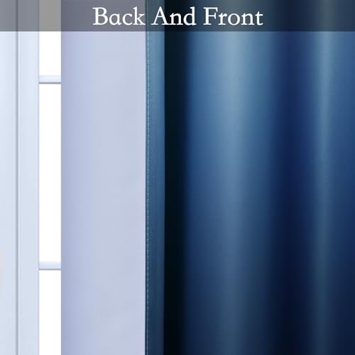 Image of SimpleHome Ombre Gradient Blue White to Gray Curtains for Bedroom, 42Wx63L | Room Darkening Curtains,Light Blocking Thermal Insulated Grommet Window Curtains for Living Room,2 Panels,63 Inches Length