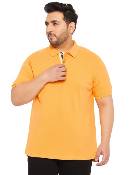 Image of Club York Men Cotton Blend Half Sleeve Polo Neck Solid Plus Size T-Shirt