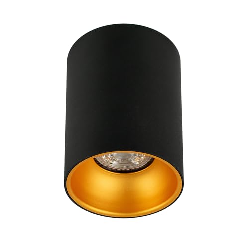 EDO Aufbauspot GU10 ZAMA Deckenspot Schwarz Gold Rund -...