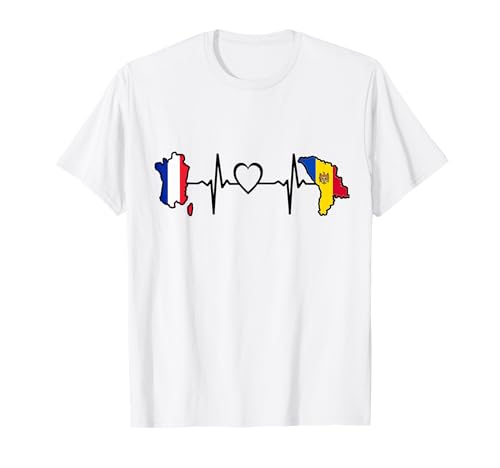 France Moldova Heartbeat Drapeau Moldave T-Shirt