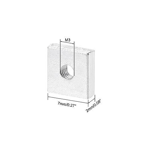 QUARKZMAN Quadratische Muttern, M3x7mmx2mm verzinkter metrischer Grobgewinde-Sortimentskasten, 100 Stück