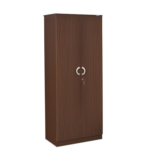 Image of Nilkamal Massif Neo 2 Door Wardrobe Without Mirror | Engineered Wood Almirah | 1 Hanging Rod & 3 Storage Shelves in Cabinet | 1 Year Warranty | Legno Oak