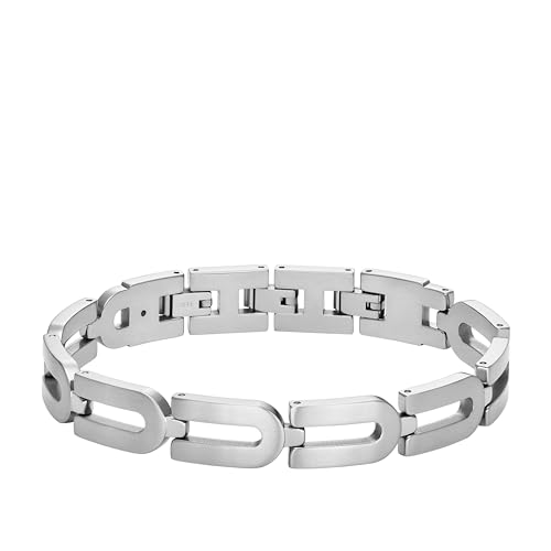 Image of Fossil Men's Plated Stainless Steel Engravable Personalized Gift ID, Chain or Cuff Bracelet for Men
