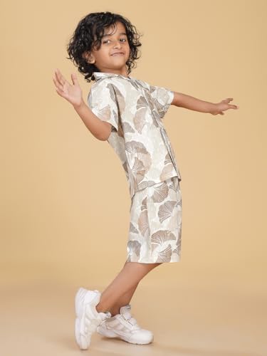 Image of Ninos Dreams Boys Cotton Rayon Coord Set with shorts /Holiday Shirt & Shorts