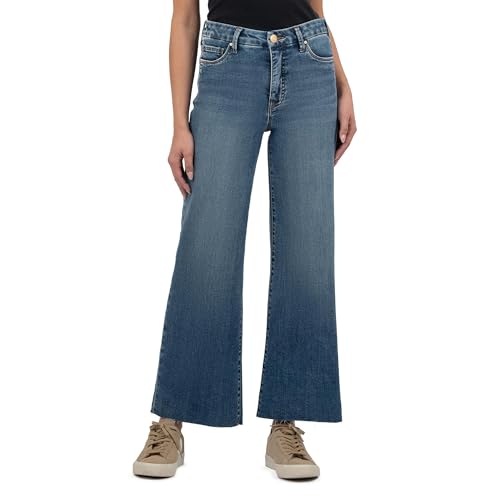 KUT from the Kloth Meg High-Rise Fab Ab Wide Leg Raw Hem