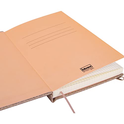 Idena 12256 Glitter Notebook Champagne 14 x 20 cm Squared 100 g/m² 160 Sheets with Document Pocket Bookmark Ribbon and Elastic Closure Pack of 1 - Image 4