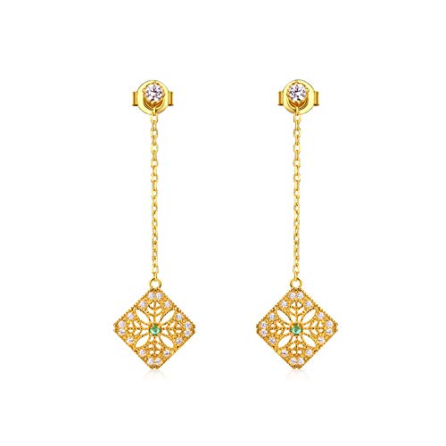 Boucles d'oreilles émeraude naturelle et argent S925 au style ethnique chic