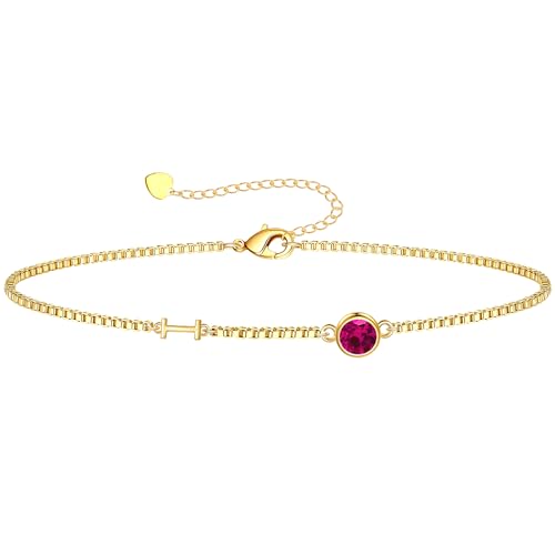 Image of Birthstone Bracelets for Women, Initial Bracelet Teen Stocking Stuffers Birthday Gifts for Teen Girls Initial Bracelet Trendy Letter A-Z Dainty Bracelet 21st 30th Mom Birthday Gift Birthstone Jewelry