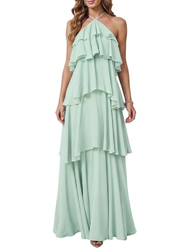 SOLY HUX Women's Wedding Guest Maxi Dress Mint Green