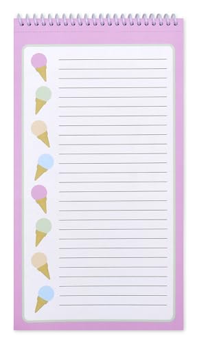 Image of iscream Fold and Send Girls Stationery Card Pad with Seals - Tasty Scoops | 40 Pack, Cute Design, Spiral Bound, Large 10.5 inch x 5.75 inch Cards, Coordinating Sticker Sheets, Fold and Send, Summer Camp Ready