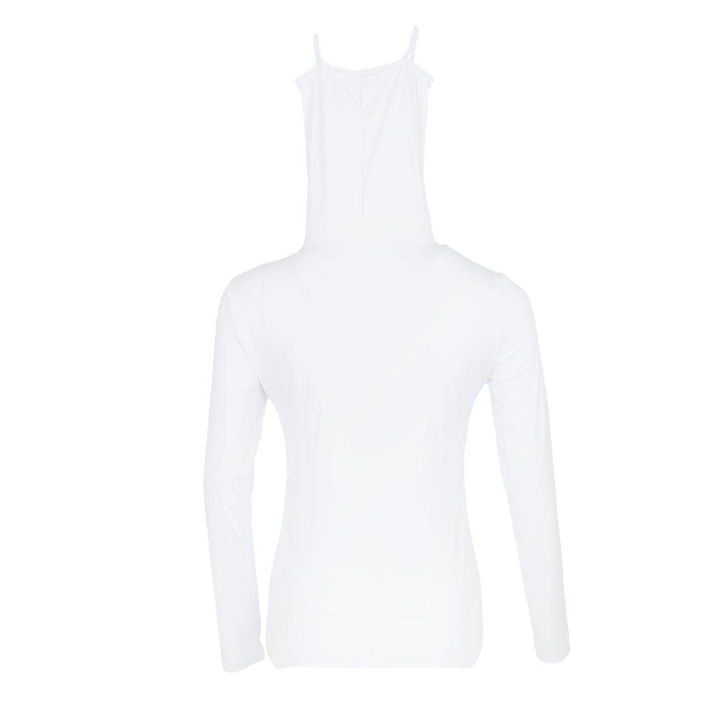 Elastic Women Golf Cooling T shirt Rash Guard with Anti-UV Mask White M-image-10