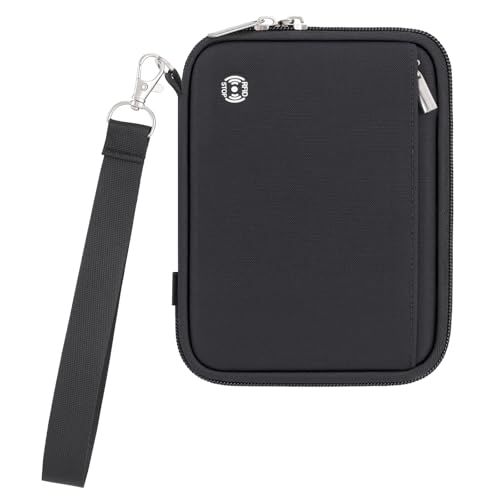 WALNEW Passport Holder for Travel - RFID Blocking Travel Wallet Essentials Organizer with Card Slots & Zipper Pocket, Black, 4 passports, Modern